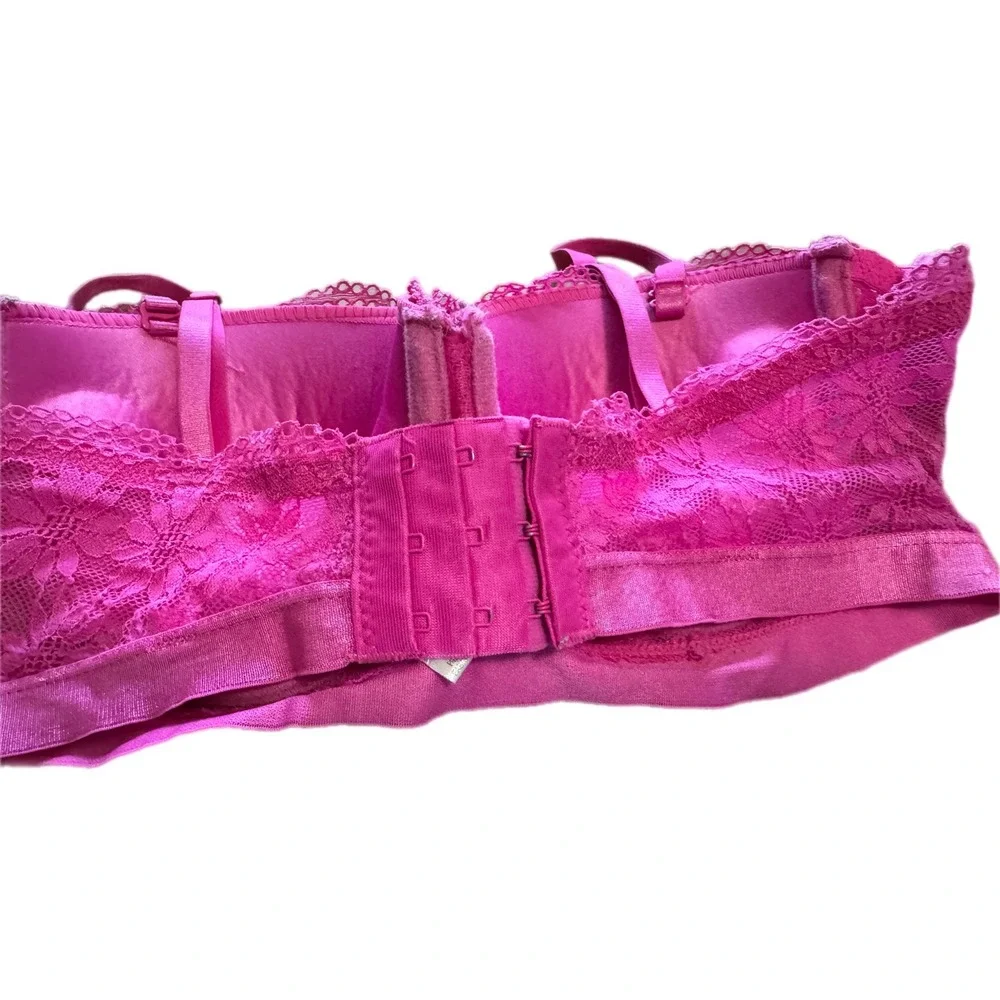 Candie's Lace Underwire Bra Women 34D Magenta Pink Floral COL1213BRA Excellent - Picture 5 of 8